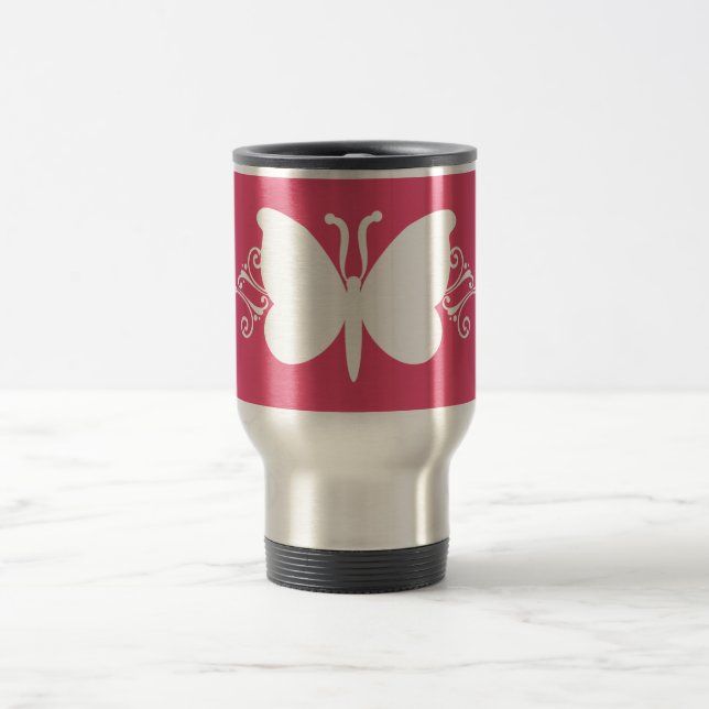Magenta Butterfly Swirls Mug (Center)