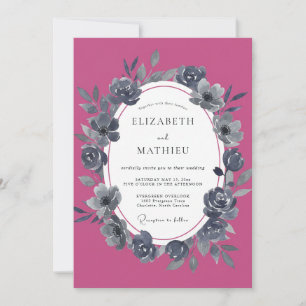 Magenta Charcoal Painted Wedding Invitation