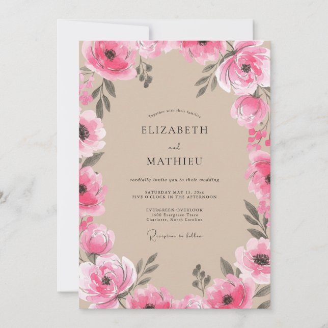 Magenta Charming Country Wedding Invitation (Front)