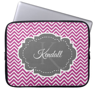 Magenta Chevron Personalized Laptop Sleeve