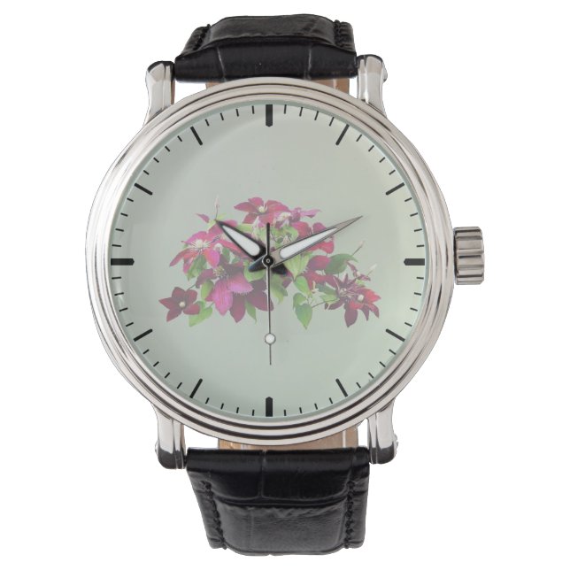 Magenta Clematis With Vine Watch (Front)