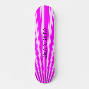 Magenta Colour Stripe Funky Pattern Skateboard