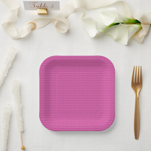 Magenta Coloured Tiny Polka Dot Texture (Dark) g9 Paper Plate (Wedding)