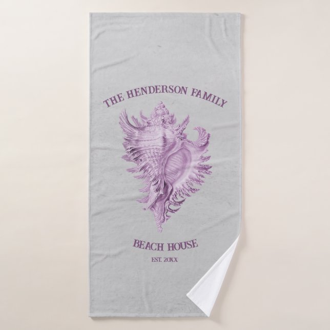 Magenta Conch Shell Bath Towel Set (Bath Towel)