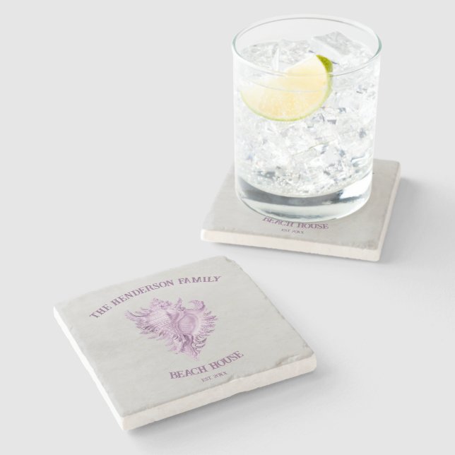 Magenta Conch Shell Stone Coaster (Side)