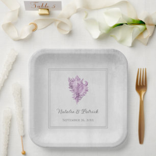 Magenta Conch Shell Wedding Paper Plates