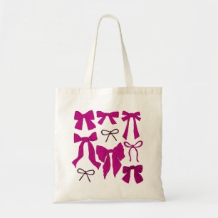Magenta Coquette Girly Bows Tote Bag