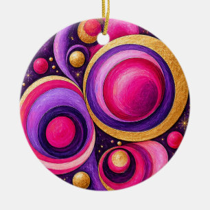 Magenta Cosmic Bubble Abstract Pattern Ceramic Tree Decoration