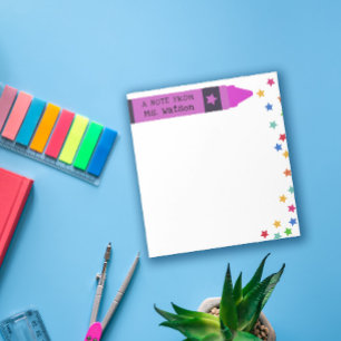 Magenta Crayon & Stars Colourful Note From Teacher