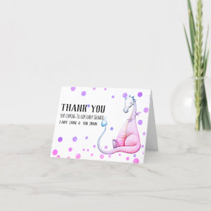 *~* Magenta Cute  Dragon  Baby Shower Thank You Card