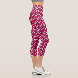 Magenta Daisy Design Capri Leggings