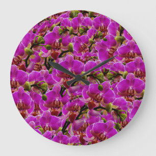 Magenta Dancing Orchids, Wall Clock