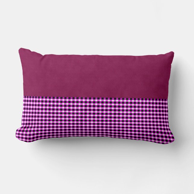 Magenta Denim And Tartan, Lumbar Pillow (Front)