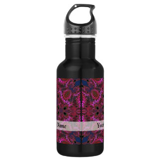 Magenta digital fractal pattern 532 ml water bottle