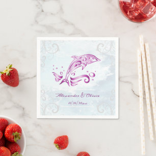 Magenta Dolphin Bridal Shower Napkin