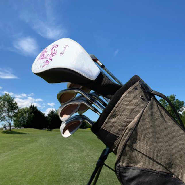 Magenta Dolphin Personalised Golf Head Cover (Magenta Dolphin Personalized Golf Head Cover)