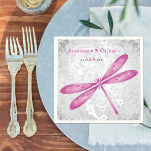Magenta Dragonfly Bridal Shower Napkin