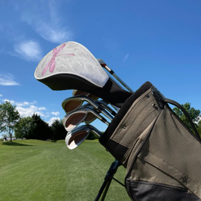 Magenta Dragonfly Damask Golf Head Cover (Magenta Dragonfly Damask Personalized Golf Head Cover)