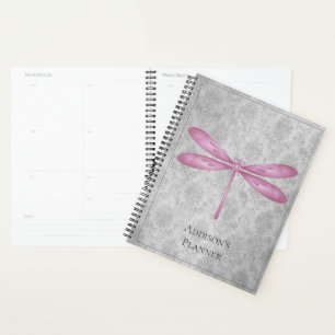 Magenta Dragonfly Damask Planner
