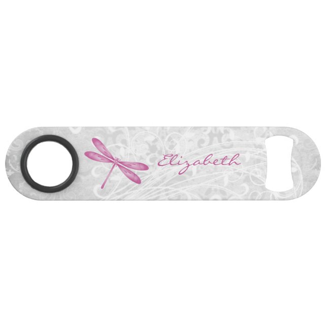Magenta Dragonfly Personalised Bottle Opener (Front (Horizontal))