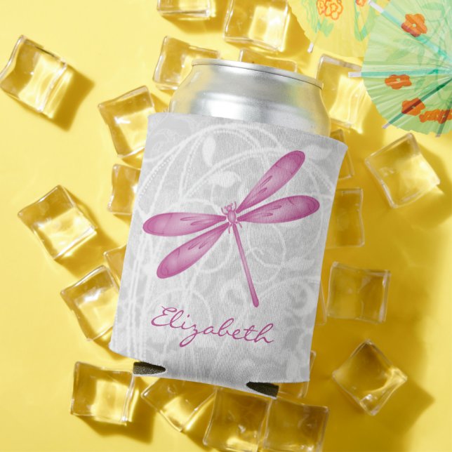 Magenta Dragonfly Personalised Can Cooler (In Situ Summer)