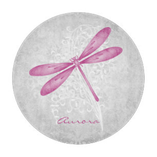 Magenta Dragonfly Personalised Cutting Board