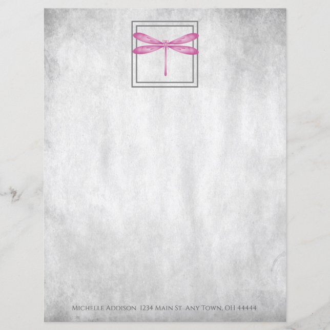 Magenta Dragonfly Personalised Paper Sheet (Front)