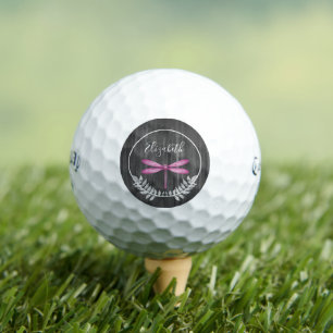 Magenta Dragonfly Rustic Golf Balls