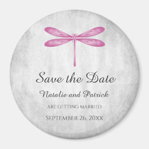 Magenta Dragonfly Save the Date Magnet
