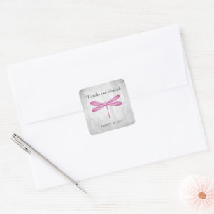 Magenta Dragonfly Wedding Stickers