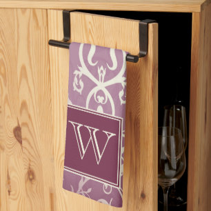 Magenta Elegant Flourish Monogram Towel