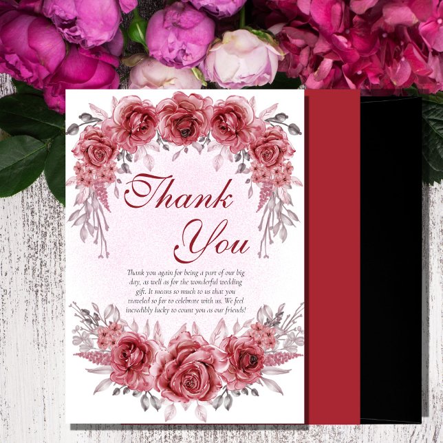 magenta elegant rustic botanical THANK YOU CARDS (Creator Uploaded)