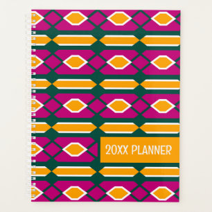 Magenta, Emerald, and Goldenrod Geometric Pattern Planner