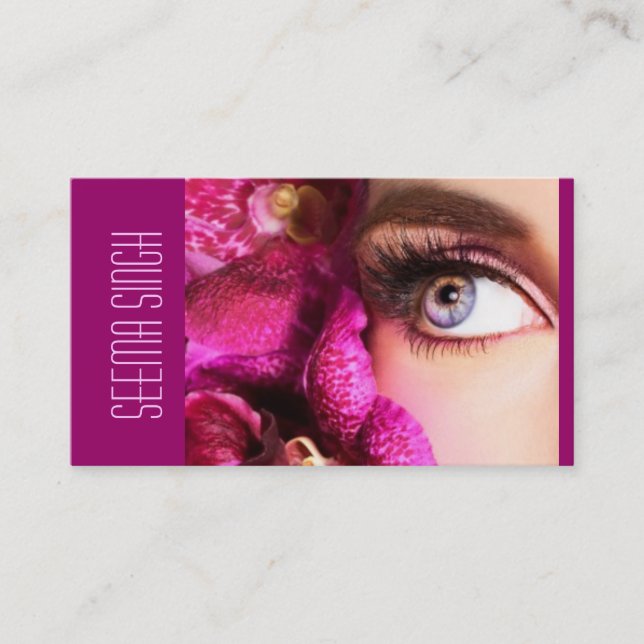 Magenta Eyes flowers Business Card (Front)