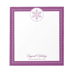 Magenta Fancy Snowflake Personalised Holiday Notepad