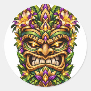 Magenta Feather Tiki Sticker
