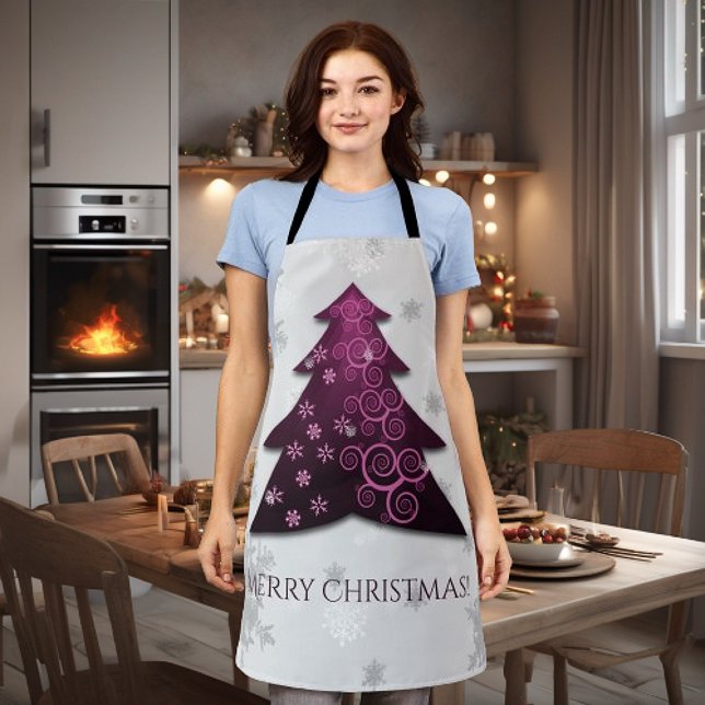 Magenta Festive Christmas Tree Apron (Magenta Festive Christmas Tree Apron)