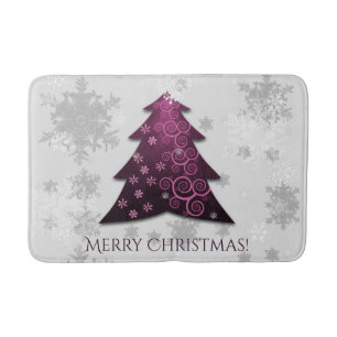 Magenta Festive Christmas Tree Bath Mat