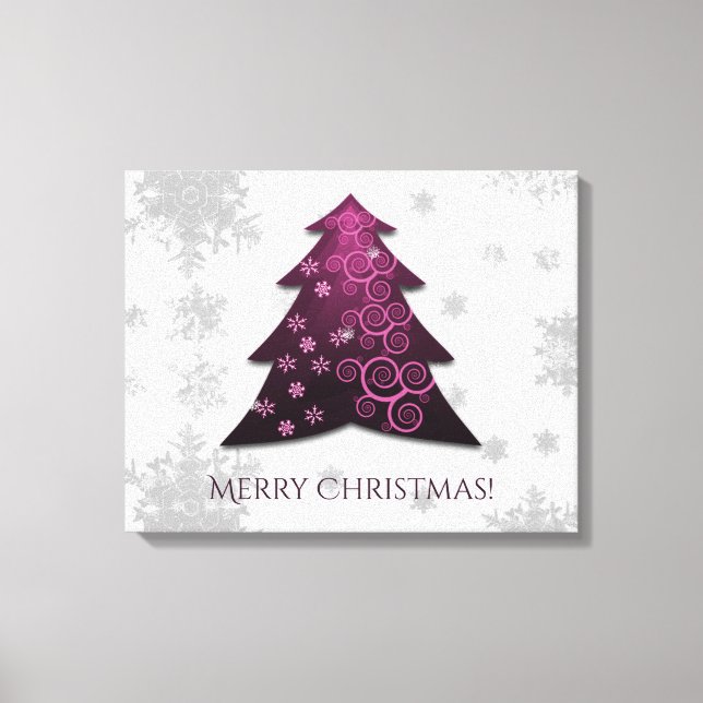 Magenta Festive Christmas Tree Canvas Print (Front)