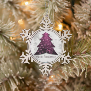 Magenta Festive Christmas Tree Snowflake Ornament