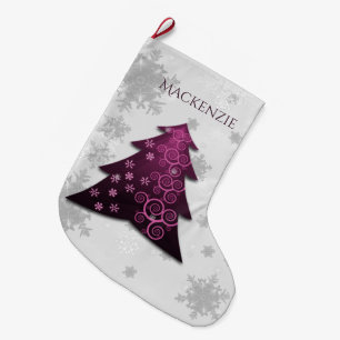 Magenta Festive Christmas Tree Stocking