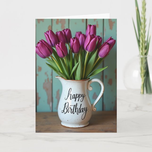 Magenta Floral Birthday Card (Front)