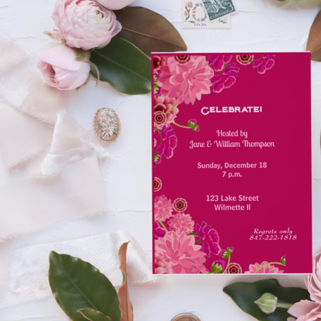 Magenta floral  invitation (Creator Uploaded)