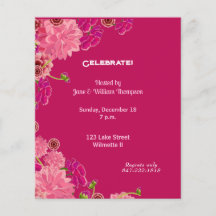 Magenta floral  invitation
