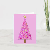 Magenta floral modern Christmas tree