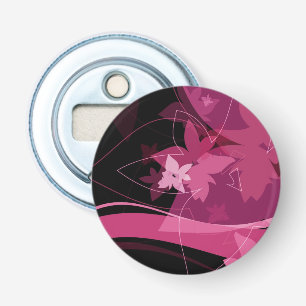 Magenta Floral Pattern Bottle Opener