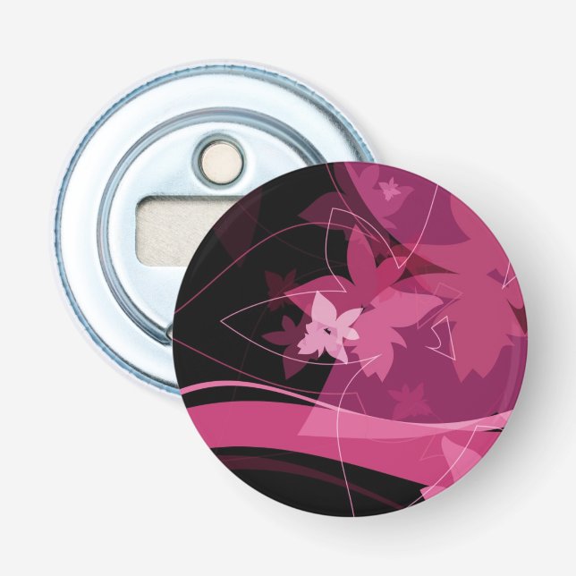 Magenta Floral Pattern Bottle Opener (Front)