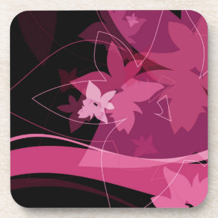 Magenta Floral Pattern Coaster
