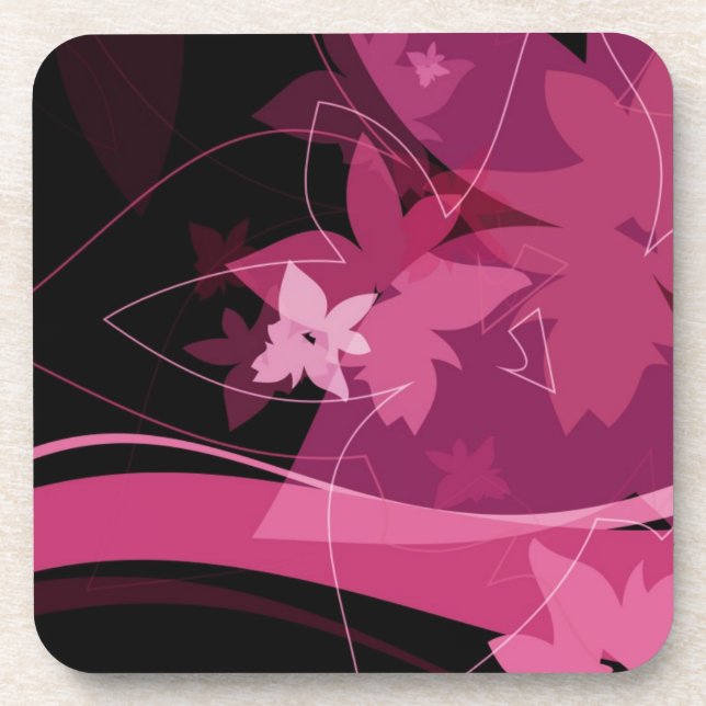 Magenta Floral Pattern Coaster (Front)