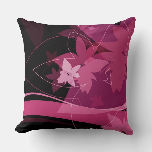 Magenta Floral Pattern Cushion (Front)